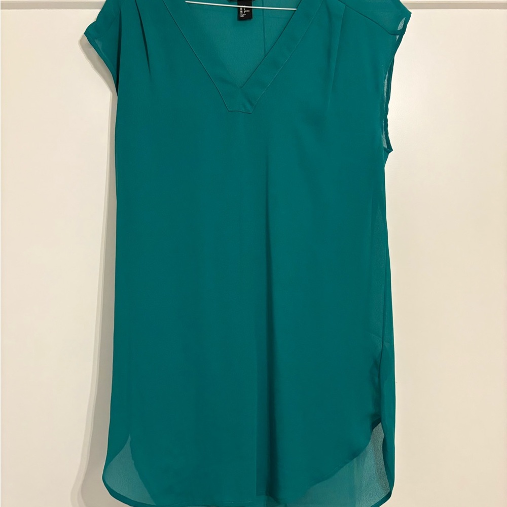 Teal V-Neck Tunic Top